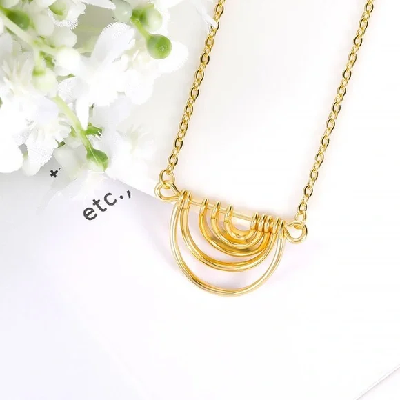 COPY - Gold multi layered half circle pendant necklace - Picture 4 of 5